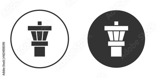 Flight Control tower icons concept in solid versions. Flat design style.
