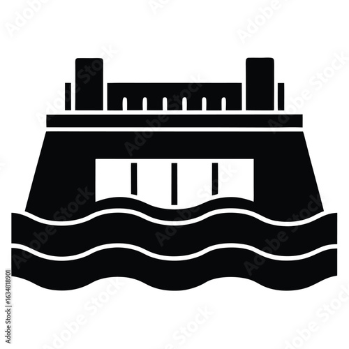 water reservoir dam view vector icon
