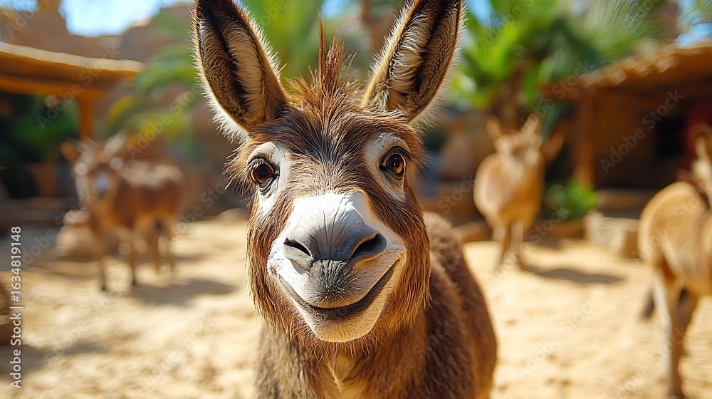 Obraz premium Playful donkey with a joyful expression.