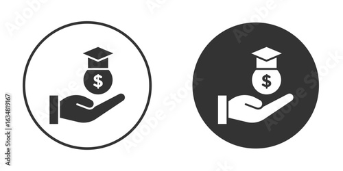 Education cost icons concept in solid versions. Flat design style.