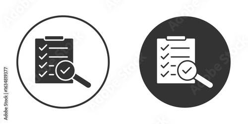 Document verification icons concept in solid versions. Flat design style.