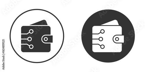 Digital wallet icons concept in solid versions. Flat design style.