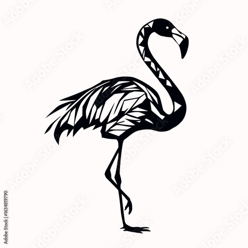 Cartoon vector illustration of a pink flamingo, crane, and other tropical birds