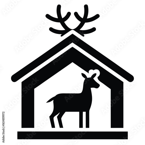 reindeer stable sign vector icon