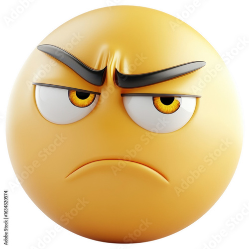 Angry Emoji: A close-up view of an infuriated emoji, showcasing a furrowed brow, narrowed eyes, and a pursed mouth, capturing the essence of annoyance.