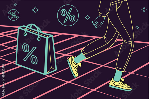 a futuristic black friday background with glowing neon color
