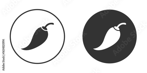 Chili icons concept in solid versions. Flat design style.