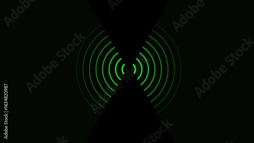 4K Radio waves animation on black background. Radio waves sweet color animation of circular electric wave spreading. Radio wave signal animated on black background. Radio waves background animation. 
