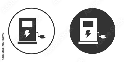 Charging station icons concept in solid versions. Flat design style.