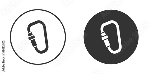 Carabiner icons concept in solid versions. Flat design style.