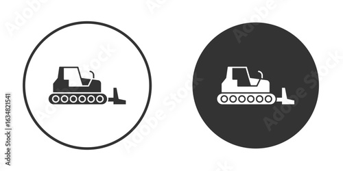 Bulldozer icons concept in solid versions. Flat design style.