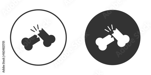 Broken bone icons concept in solid versions. Flat design style.