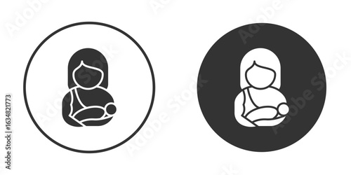 Breastfeeding icons concept in solid versions. Flat design style.