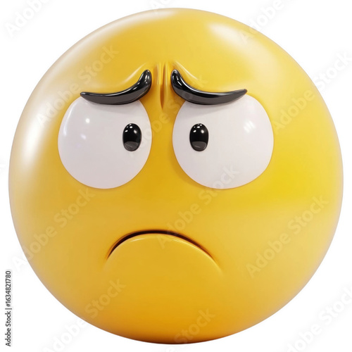 Sad Emoji: A single emoji conveys a profound sense of sadness and emotional despondency, with a 3D rendering that invites viewers to connect and empathize. 