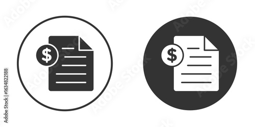 Bill paid icons concept in solid versions. Flat design style.