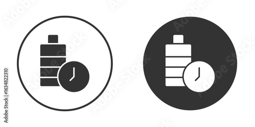 Battery life icons concept in solid versions. Flat design style.