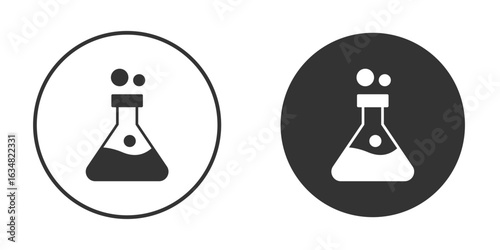 Beaker icons concept in solid versions. Flat design style.