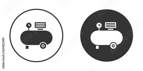 Air compressor icons concept in solid versions. Flat design style.