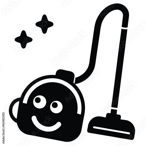 holiday vacuum cleaner  funny icon style  vector i