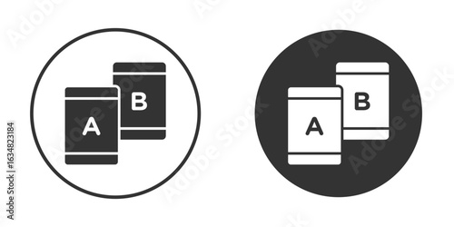 A B testing icons concept in solid versions. Flat design style.