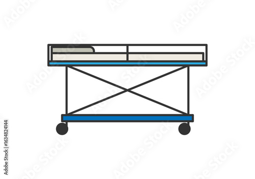 Camilla de hospital en fondo blanco