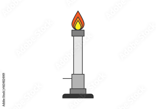 Mechero de bunsen encendido en fondo blanco