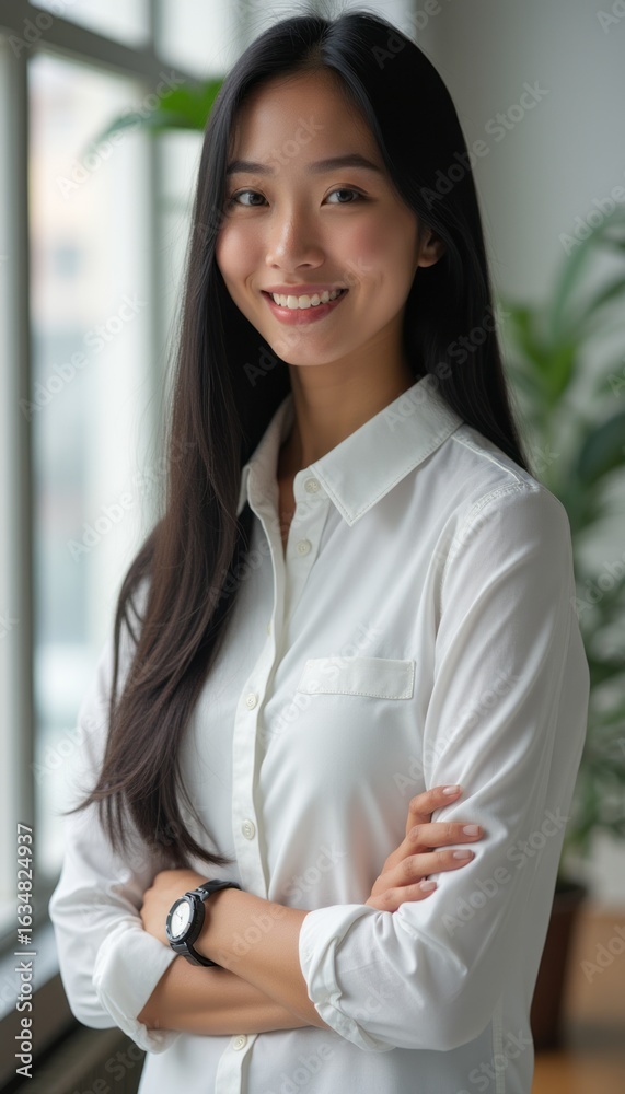 Confident young woman in a professional setting Confident young woman in a professional setting