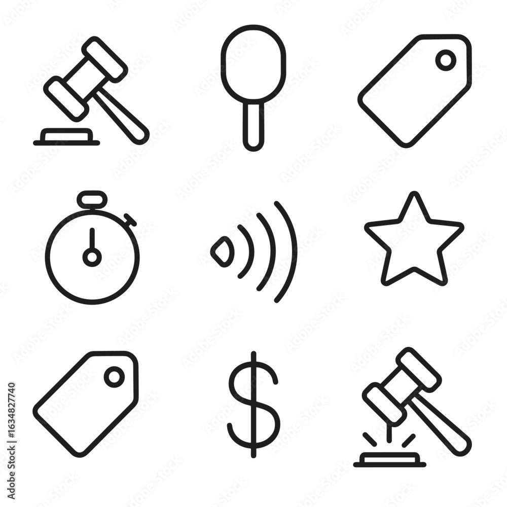 Obraz premium Auction Icon Set