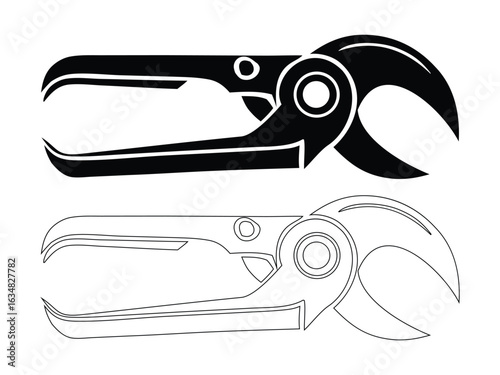 Wire Cutter Pliers Silhouette and Outline Illustration