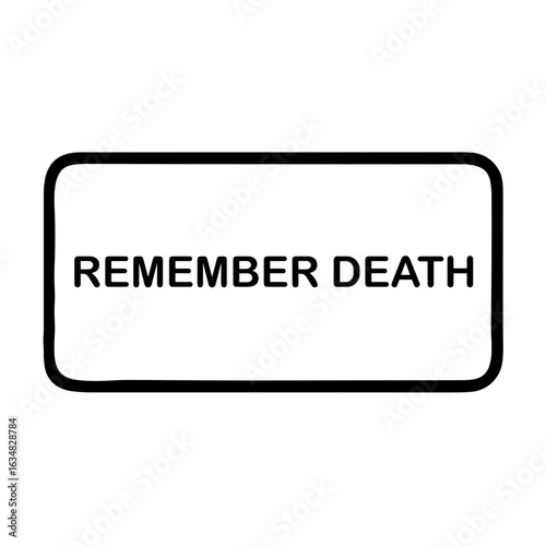 Reminder to Remember Death in minimalistic black and white design, transparent background, vector, icon  