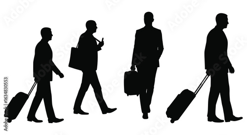 modern detailed professional high quality Four Businessmen Walking in Silhouette Style