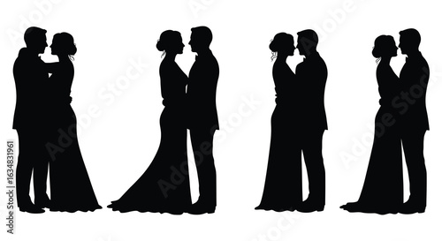modern detailed professional high quality Wedding Silhouettes in Black and White