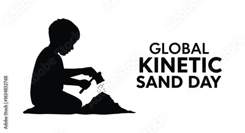 Global Kinetic Sand Day Celebration Silhouette of a Child Creating Art