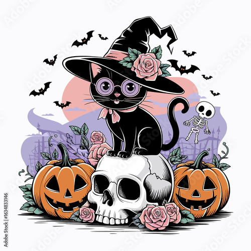 Happy Halloween Banner and T-shirt Vector Design.