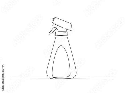Water sprayer in single outline illustration. Continuous line art drawing of hand spray for disperse liquids.