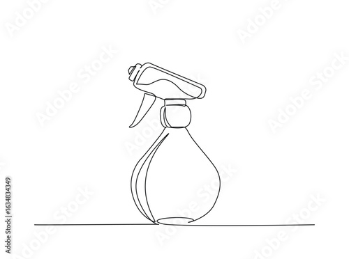 Water sprayer in single outline illustration. Continuous line art drawing of hand spray for disperse liquids.