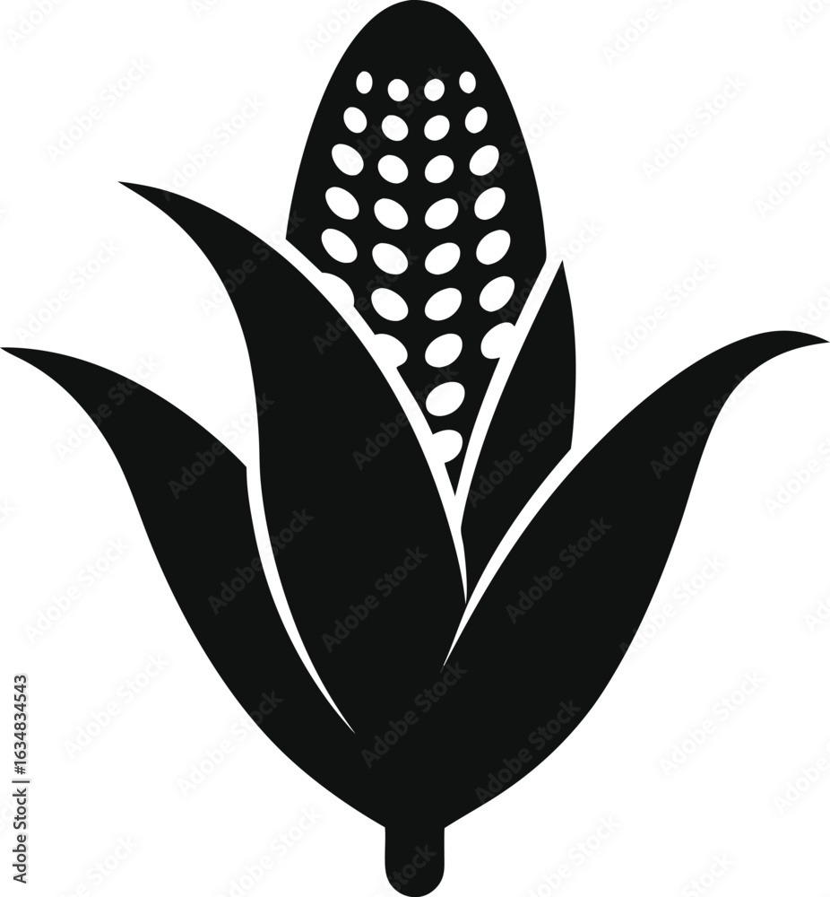 Naklejka premium Corn Silhouette vector illustration on a white background.