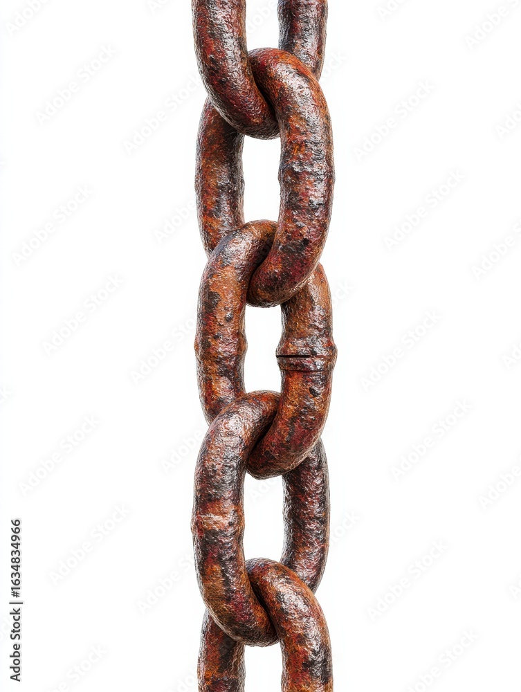 Fototapeta premium rusty steel chain isolated on white background cutout