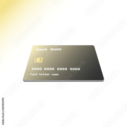 Credit 3D Card Illustration – Modern Bank Payment Card with Chip and Contactless Symbol