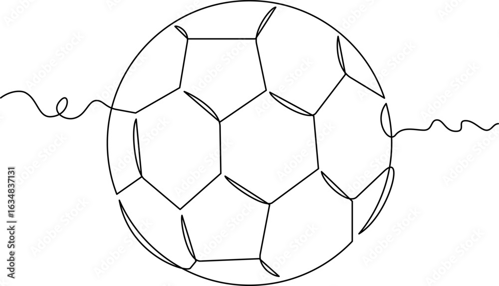 Obraz premium one line art Football vector illustration. line art, one continuous line, simple, hand drawn and sketch style. for icons, symbols, signs or logos. PNG