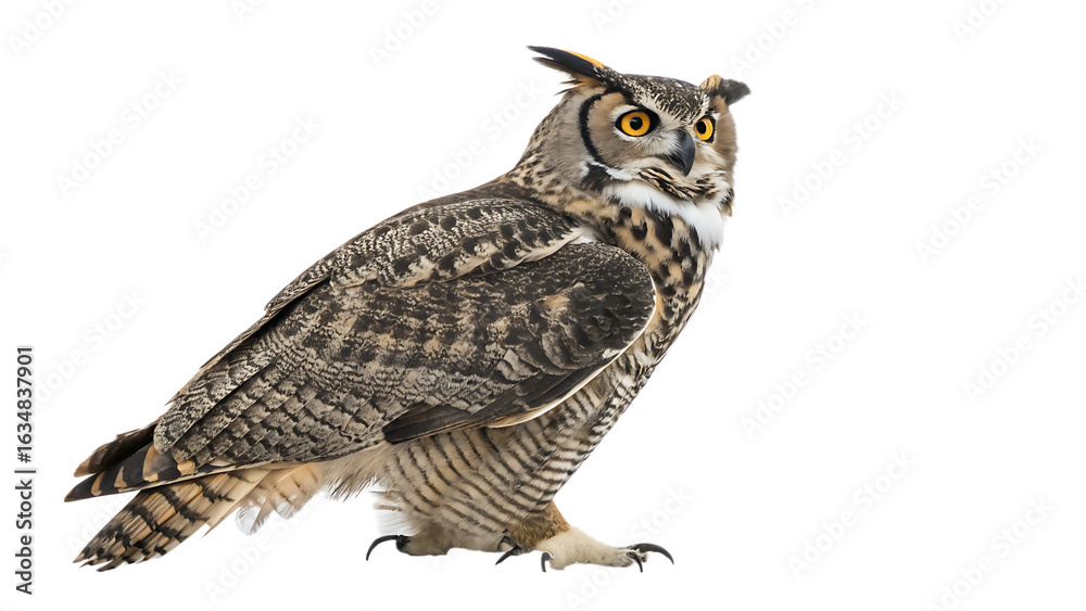 Naklejka premium Png Full Body Great Norned Owl Isolated HD Image