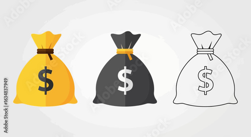Money bag icon set