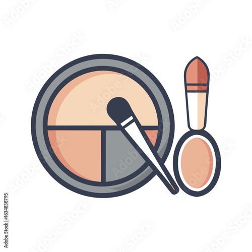 Cosmetic eyeshadow palette with applicator and mirror
