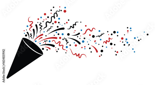 modern detailed professional high quality Celebratory Confetti and Party Hat Silhouette