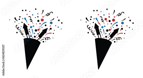 professional high quality Silhouette Style Confetti and Streamers in Black Cones