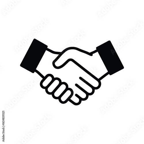 Handshake icon symbolizing agreement partnership and collaboration featuring two hands in a firm grasp suggesting deal making and success