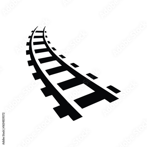 Railway tracks receding into the distance simple monochromatic illustration symbolizing journeys forward and transportation systems for travel and logistics