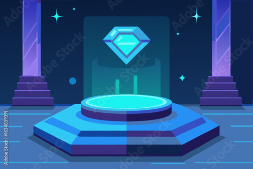 Floating Hologram Podium in Sci Fi Lab