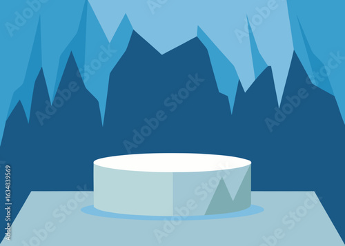 Ice Platform Podium in Frosty Vector Cave