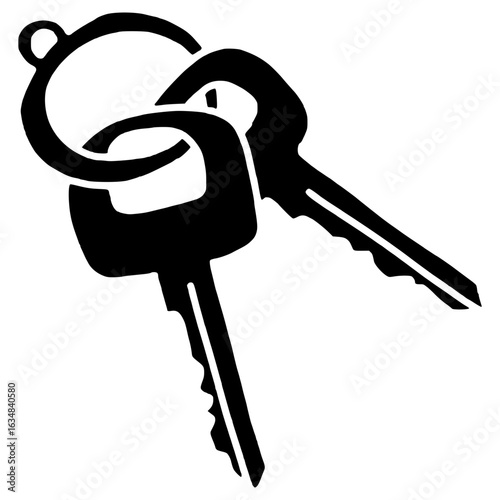 two keys on chain hand drawn glyph illustration	